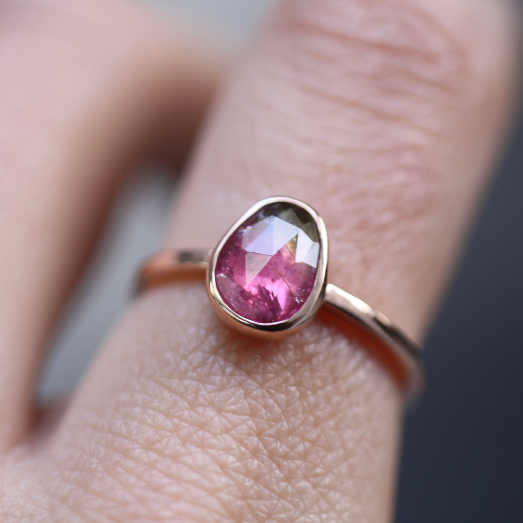 9ct Rose Gold Watermelon Tourmaline Ring