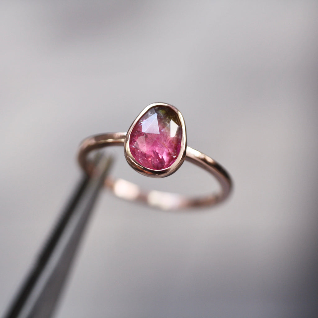 9ct Rose Gold Watermelon Tourmaline Ring