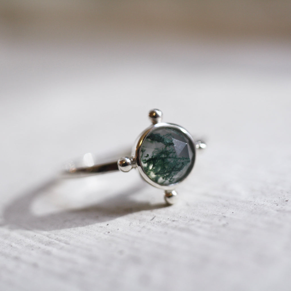 Sterling Silver Moss Agate Ring