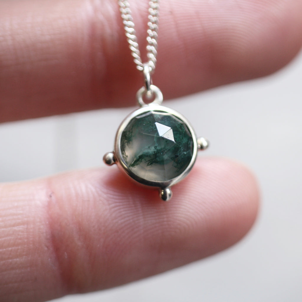 Sterling Silver Moss Agate Necklace (Edition 15)