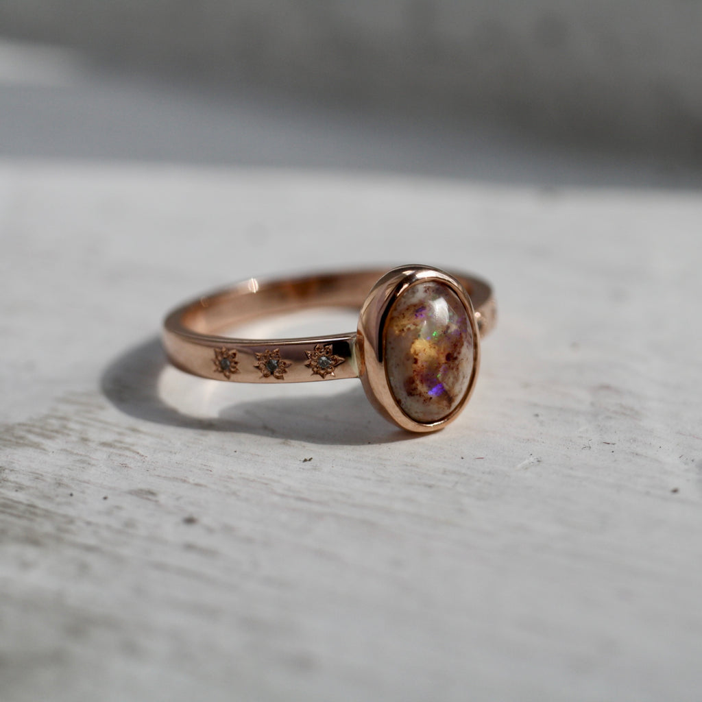 9ct Rose Gold Cloudscape Opal Ring