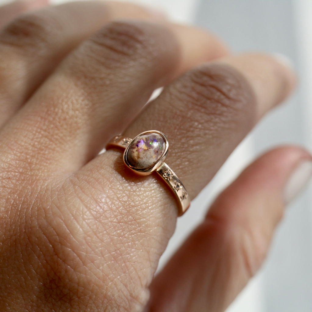 9ct Rose Gold Cloudscape Opal Ring