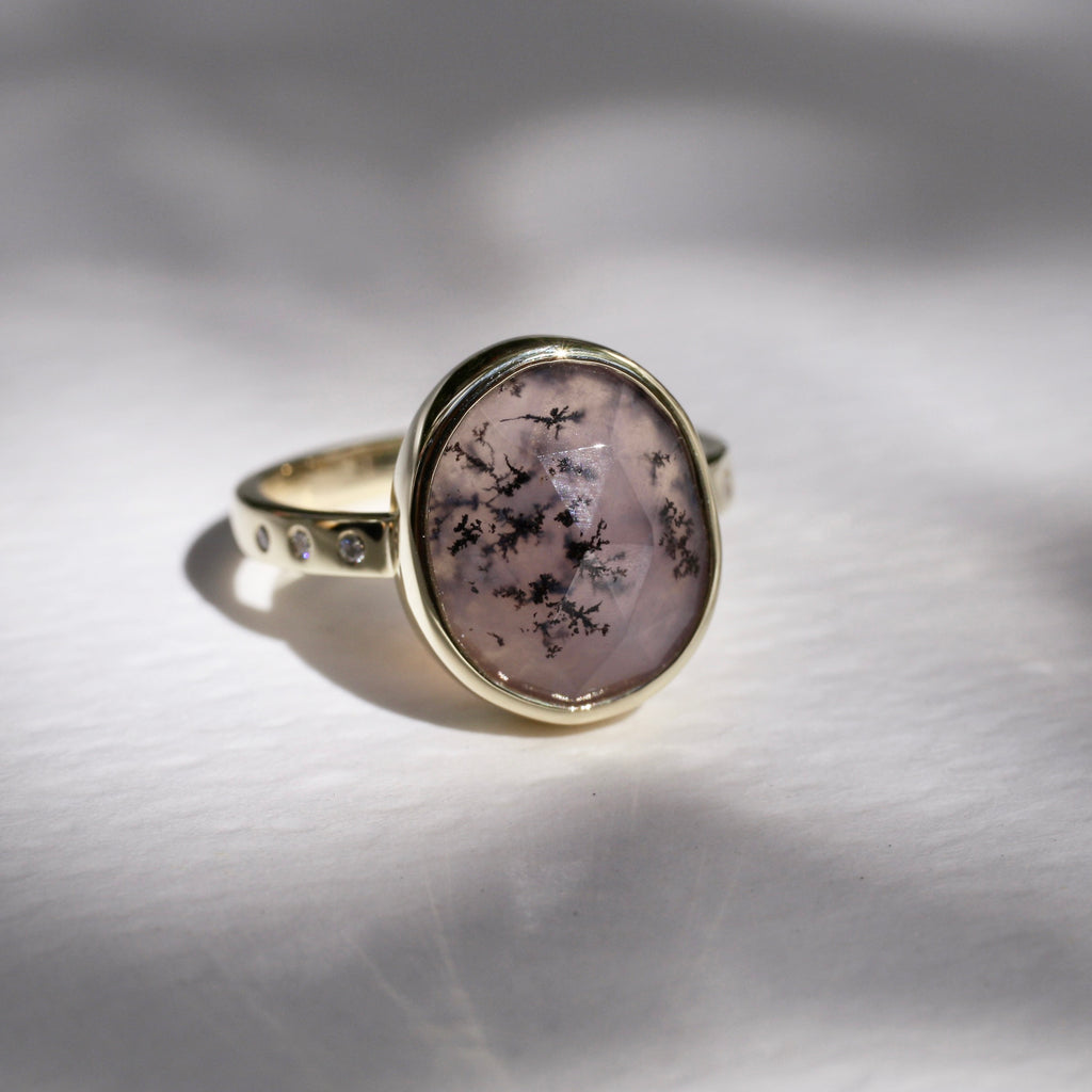 9ct Yellow Gold Dendritic Agate Ring