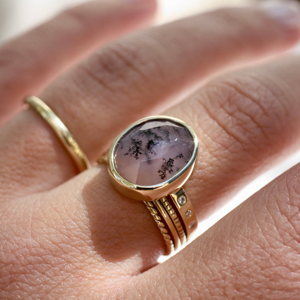 9ct Yellow Gold Dendritic Agate Ring