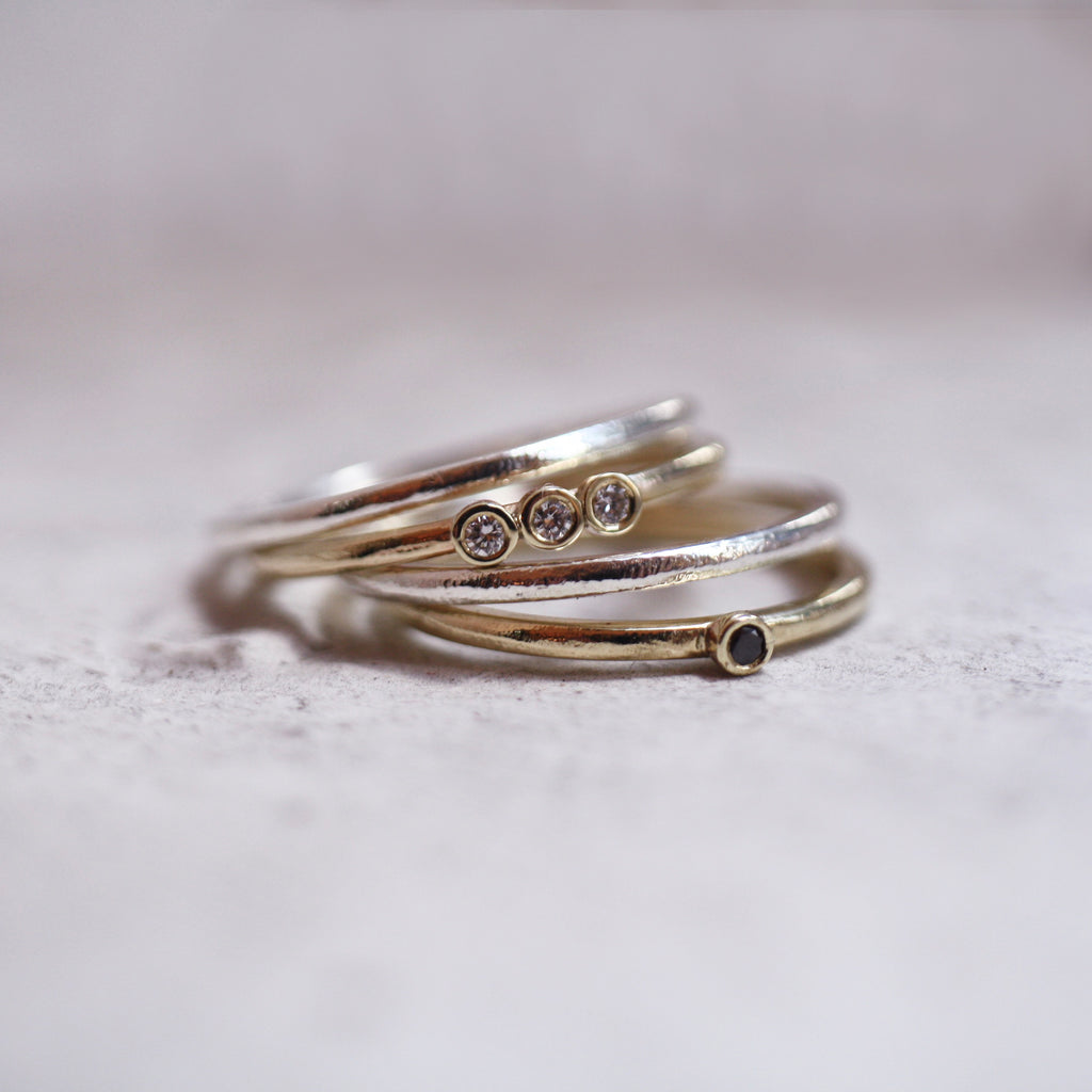 9ct Gold Trilogy Stone Stacking Ring