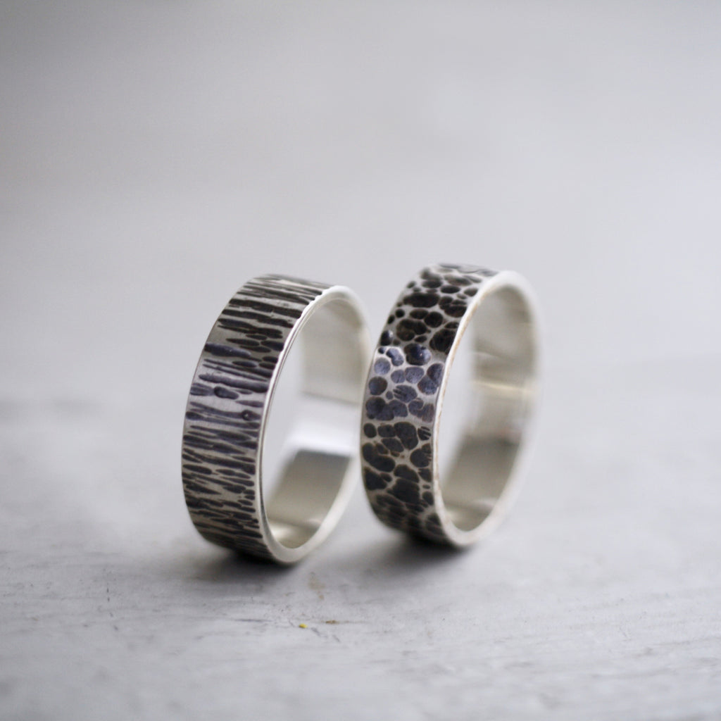 Oxidised Textured Ring by Jade Rabbit Design