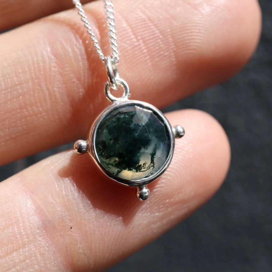 Sterling Silver Moss Agate Necklace (Edition 9)