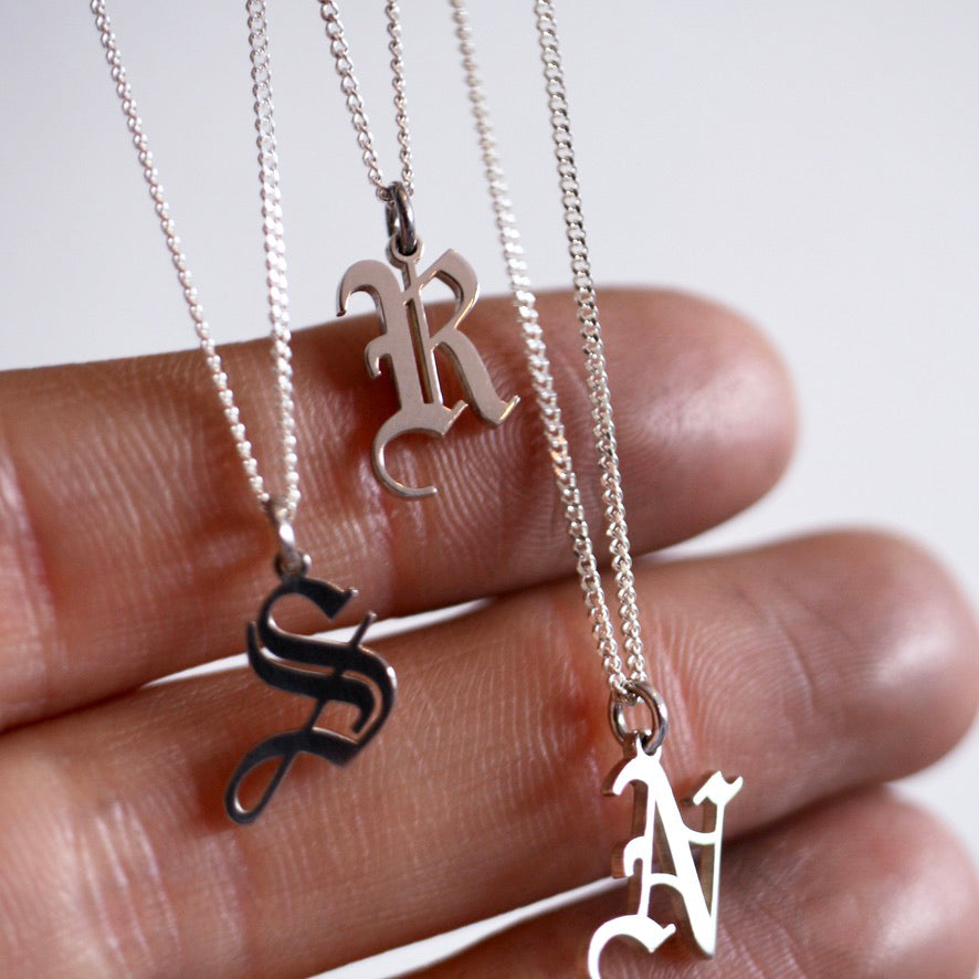 Custom Initial Charm Necklaces                  (Various Font Options)