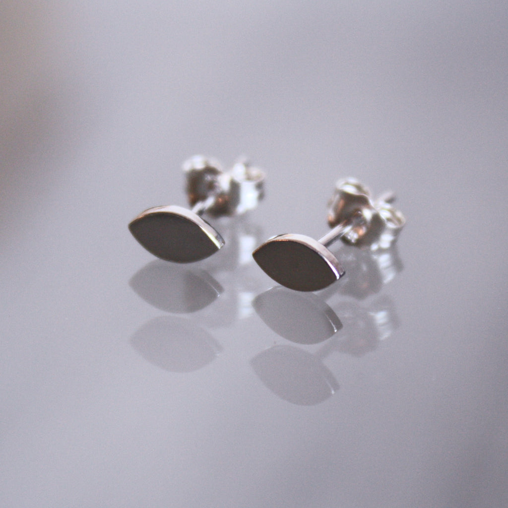 Sterling silver marquise earring studs by Jade Rabbit Design