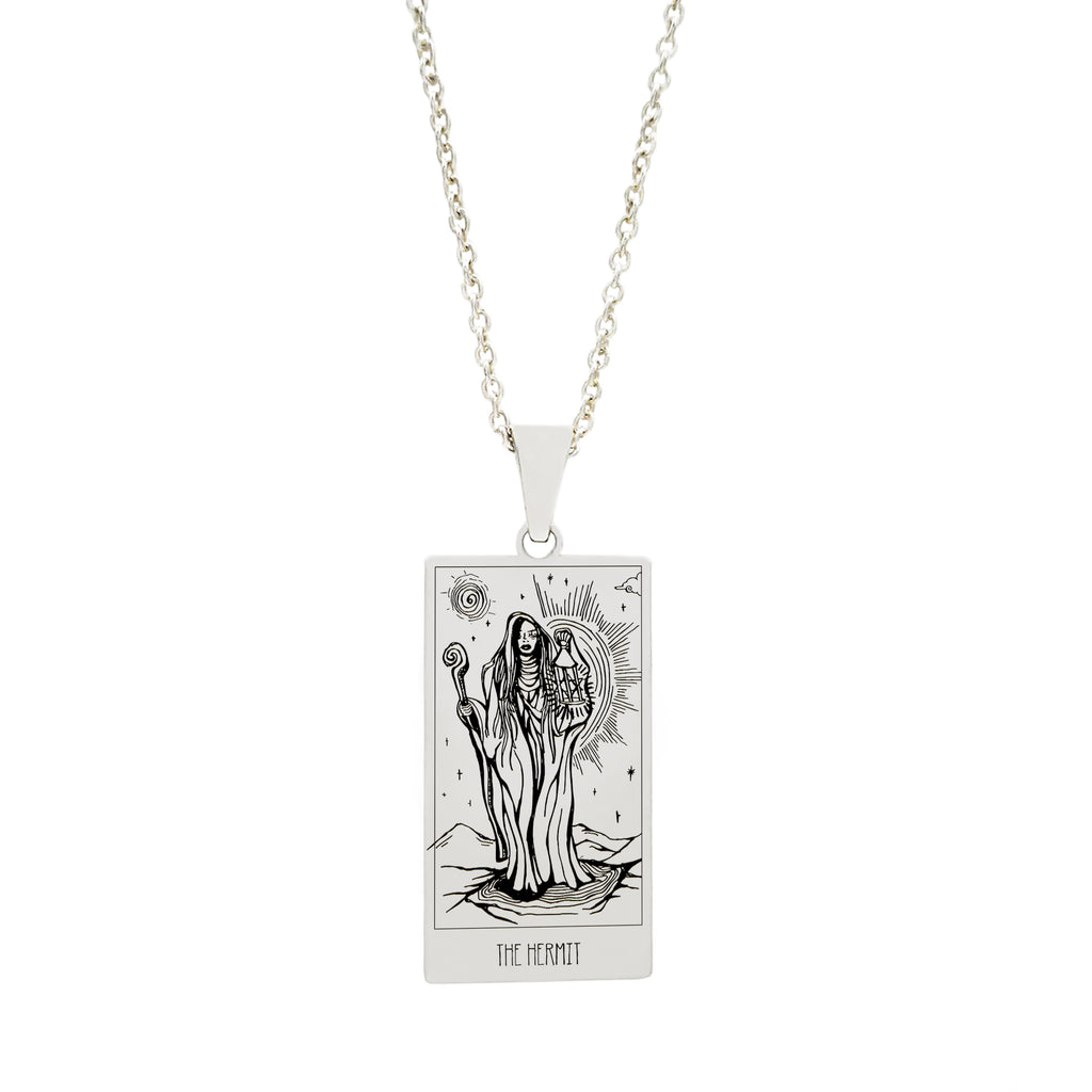 The Hermit Tarot Card Necklace by Jade Rabbit Design