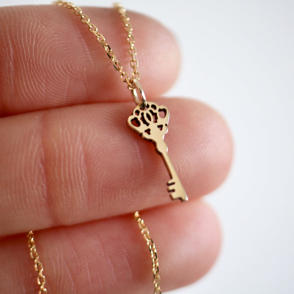 Gold Key Necklace by Jade Rabbit Design