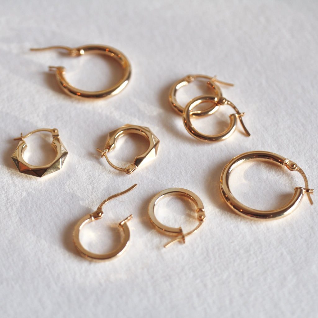 9ct yellow gold hoop earrings by jade rabbit design