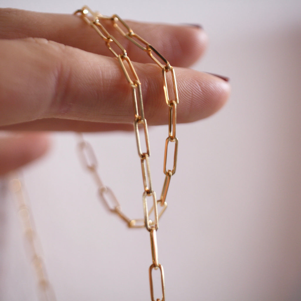 9ct Gold Paper Clip Chain by Jade Rabbit Design