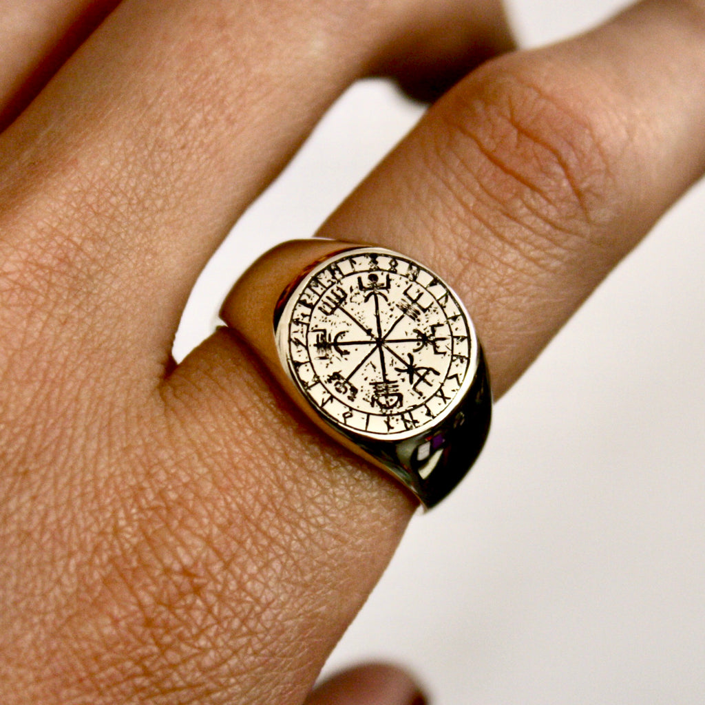Large Nordic Compass Signet Ring by Jade Rabbit Design