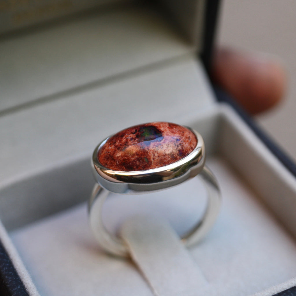 Sterling Silver Opal Orb Ring