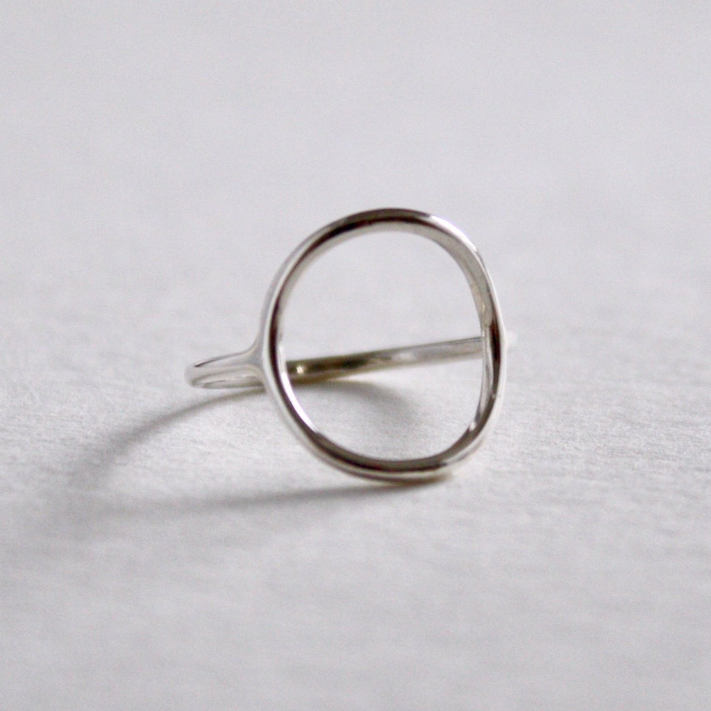 Dainty sterling silver circle ring by Jade Rabbit Design