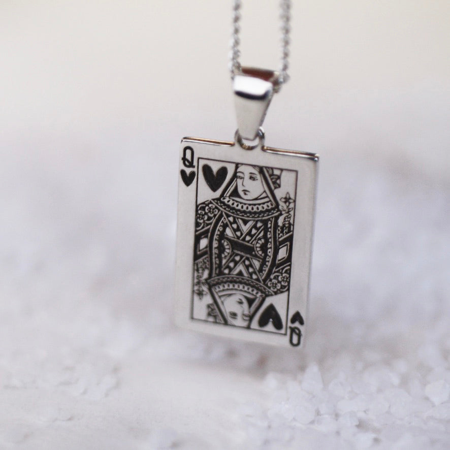 Buy Queen of Hearts Necklace Playing Card Jewelry Queen Pendant Charm Gold  Silver Online in India - Etsy