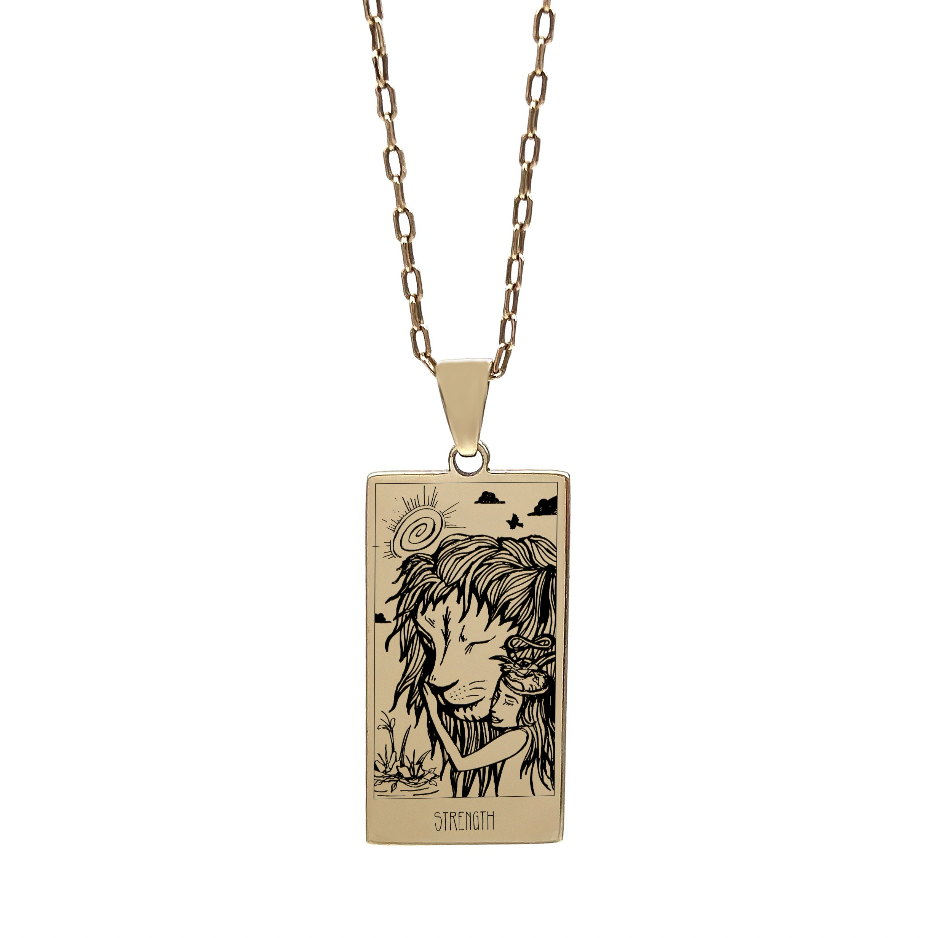 Gold Strength Tarot Necklace by Jade Rabbit Design