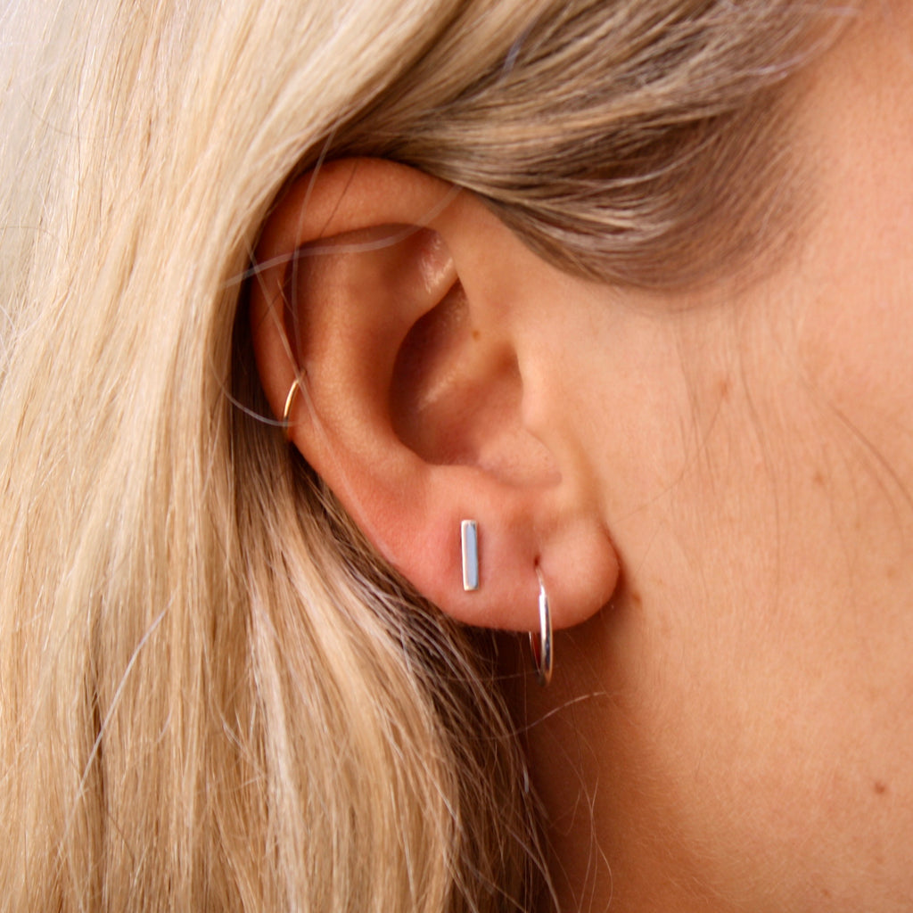 Sterling silver bar stud earrings by Jade Rabbit Design