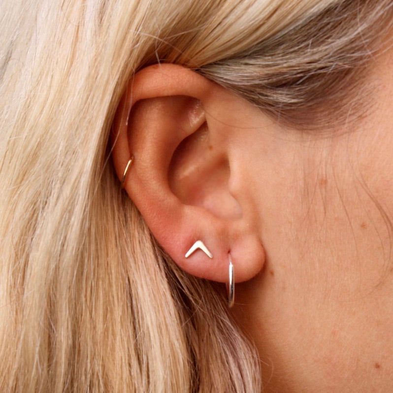 sterling silver 9ct gold boomerang studs by jade rabbit design