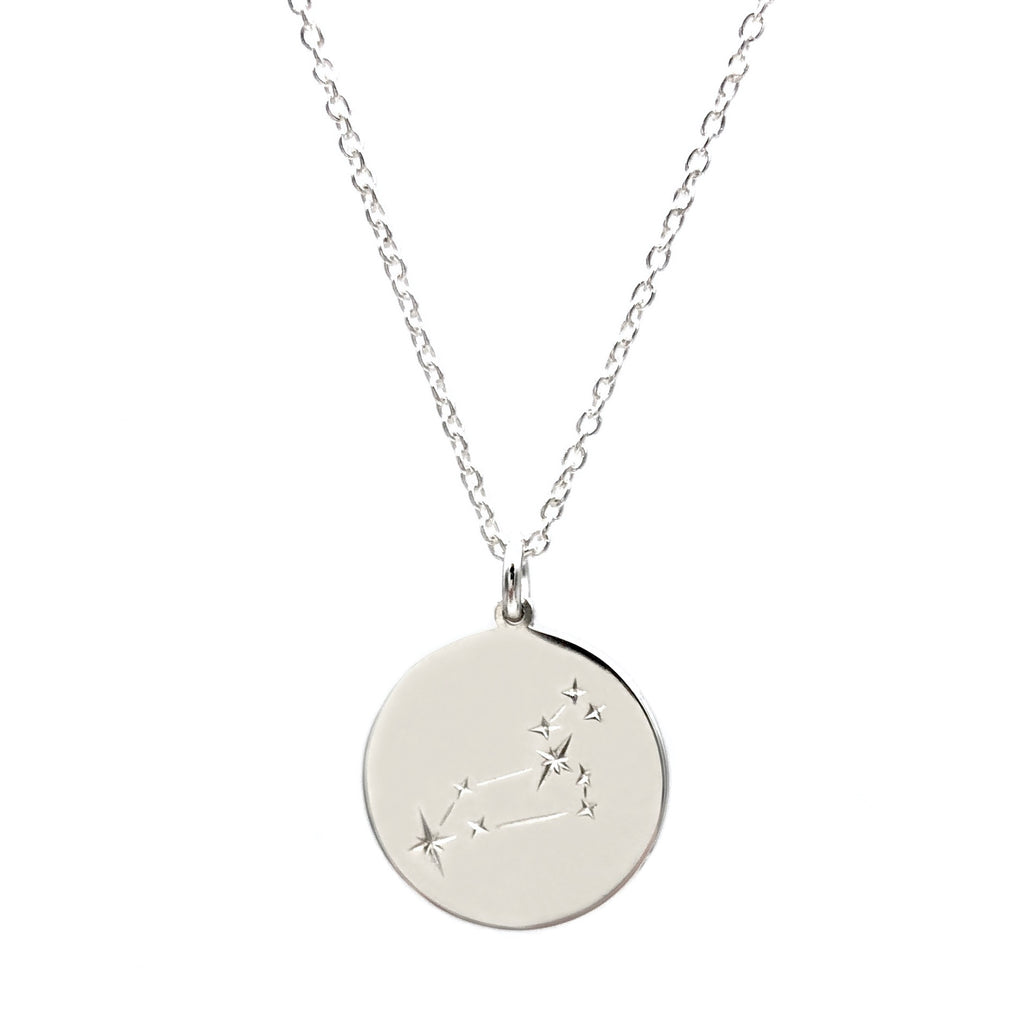 Hand engraved sterling silver constellation pendant by Jade Rabbit Design