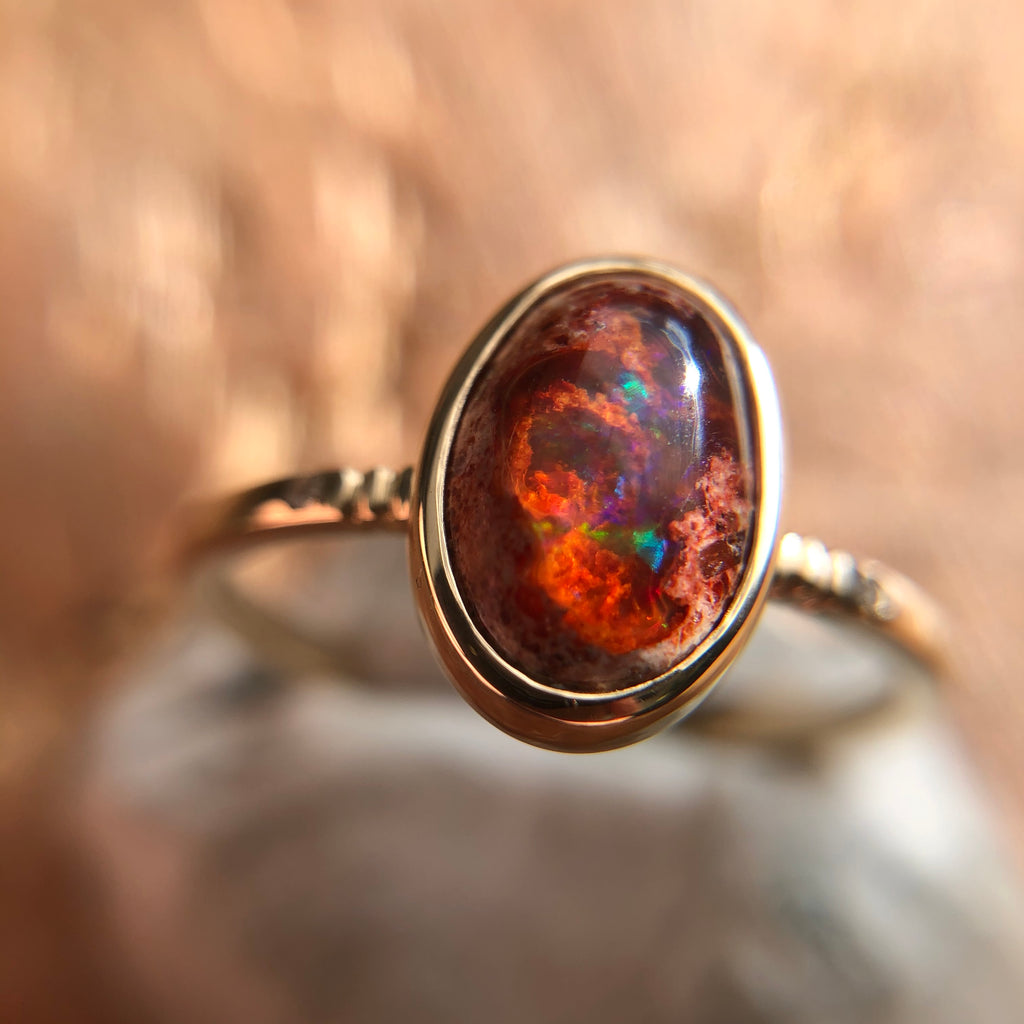 Mexican Opal Ring in 9ct Yellow Gold