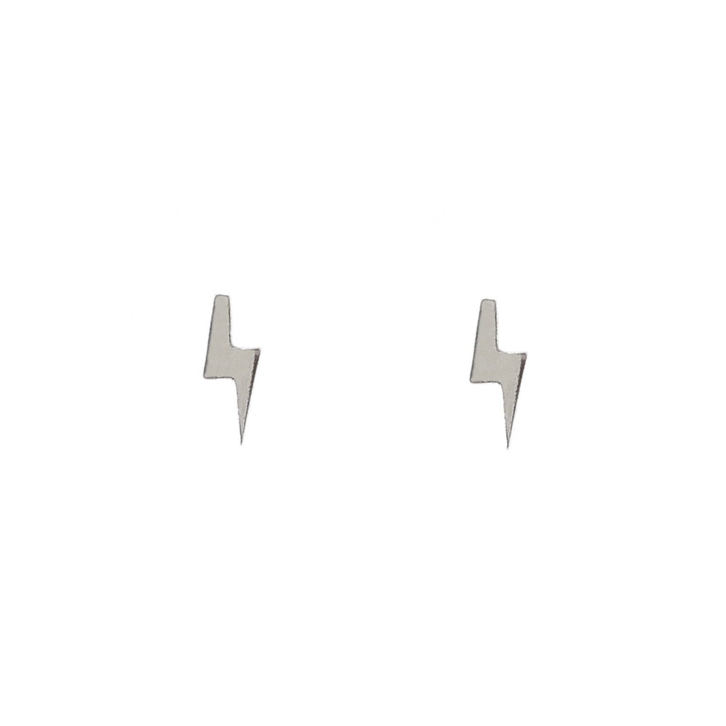 Sterling silver lightning bolt stud earrings by Jade Rabbit Design