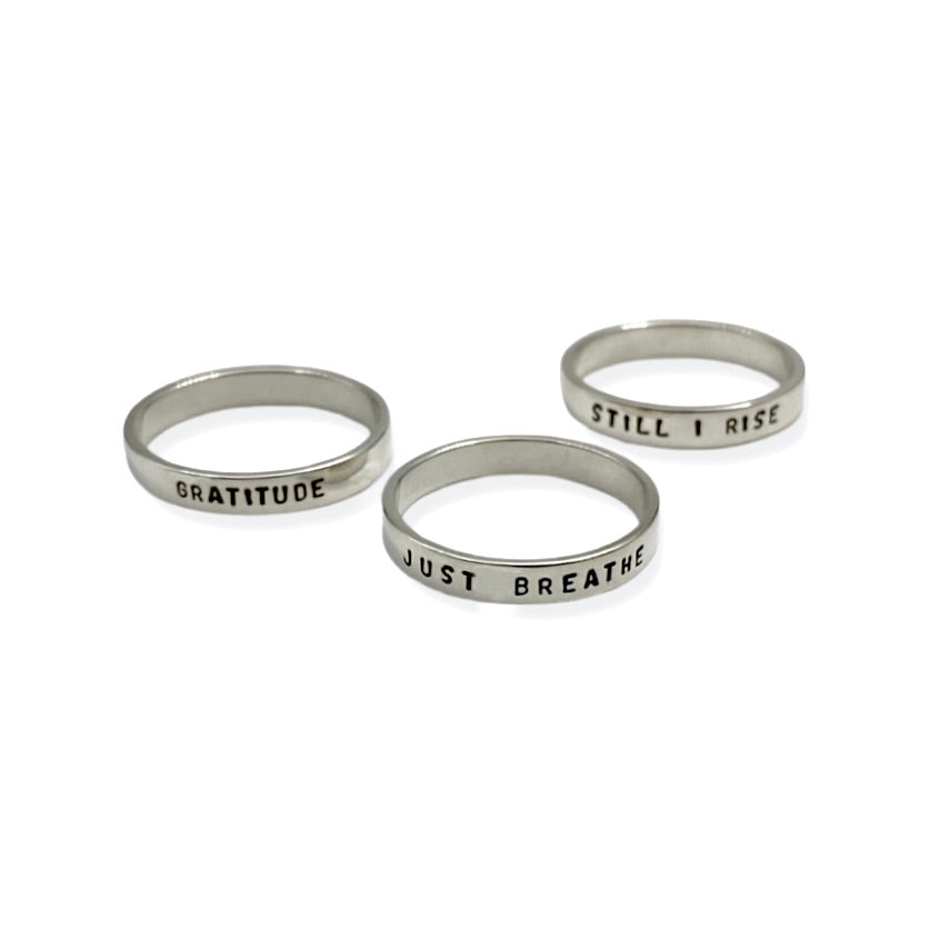 Personalised Mantra Ring Jade Rabbit Design