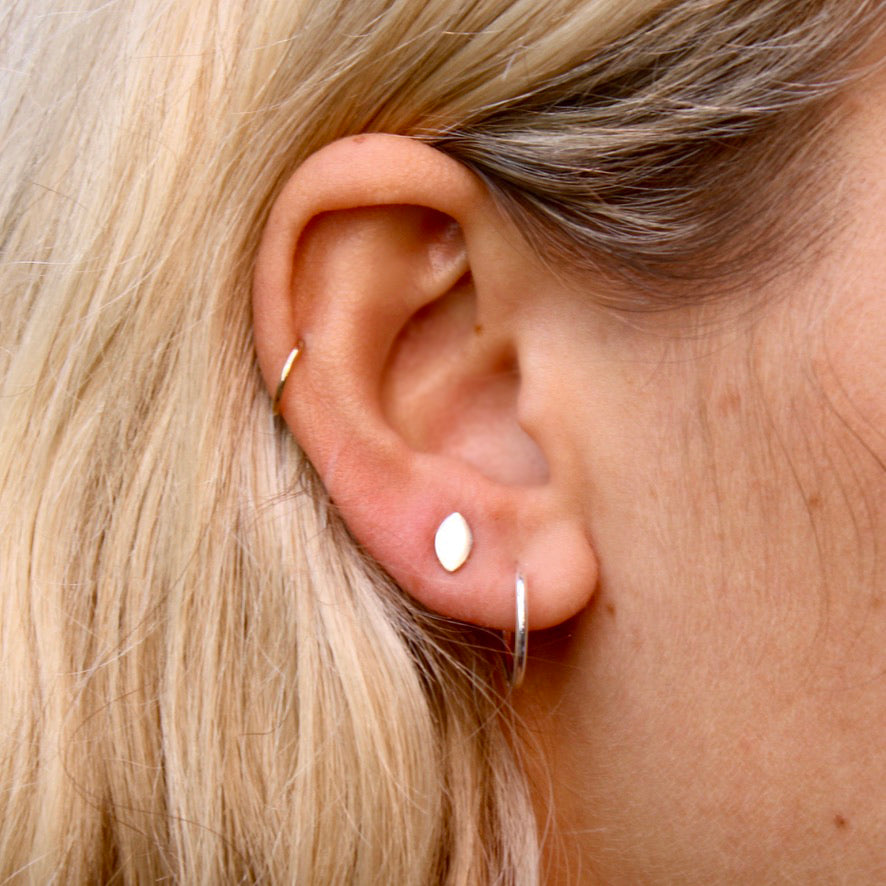 Sterling silver marquise earring studs by Jade Rabbit Design