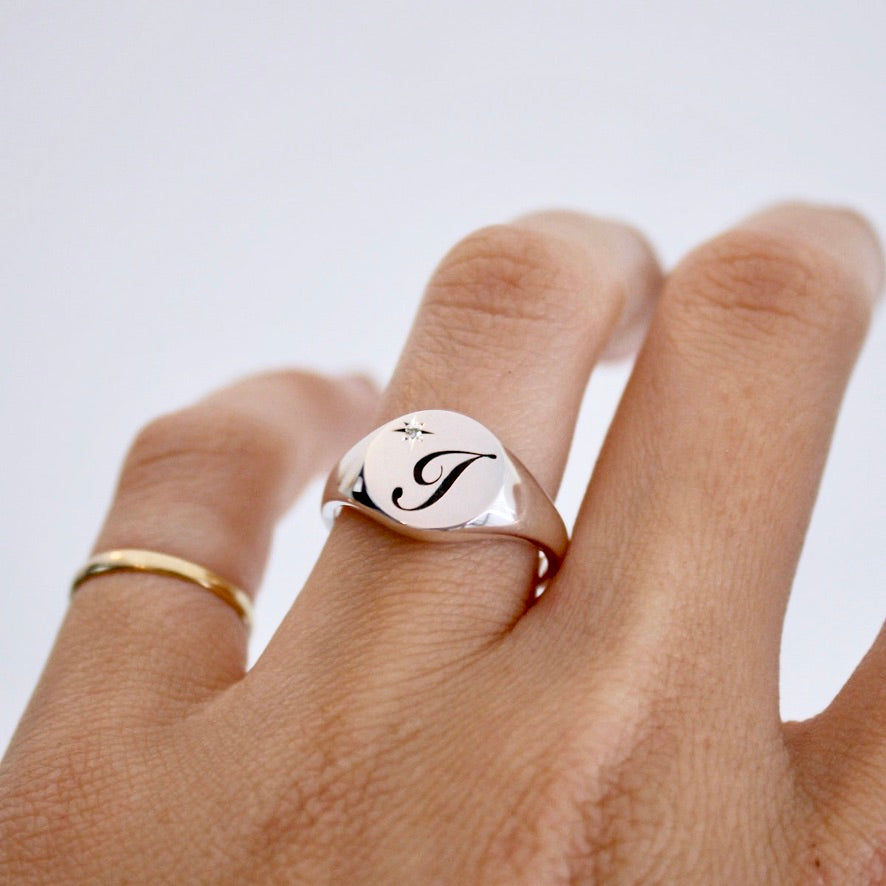 L hot sale signet ring