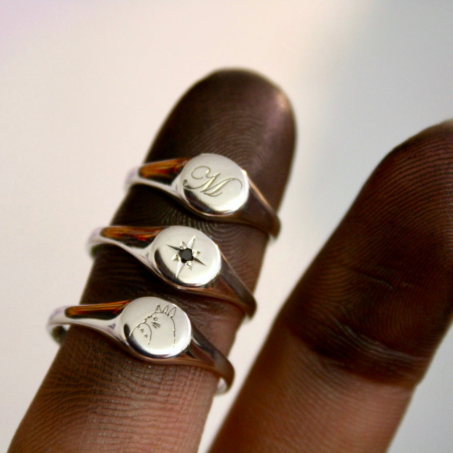 custom engraved signet rings by jade rabbit design