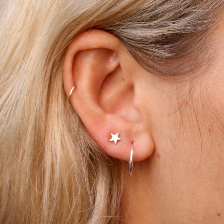 Sterling silver star stud earrings by Jade Rabbit Design